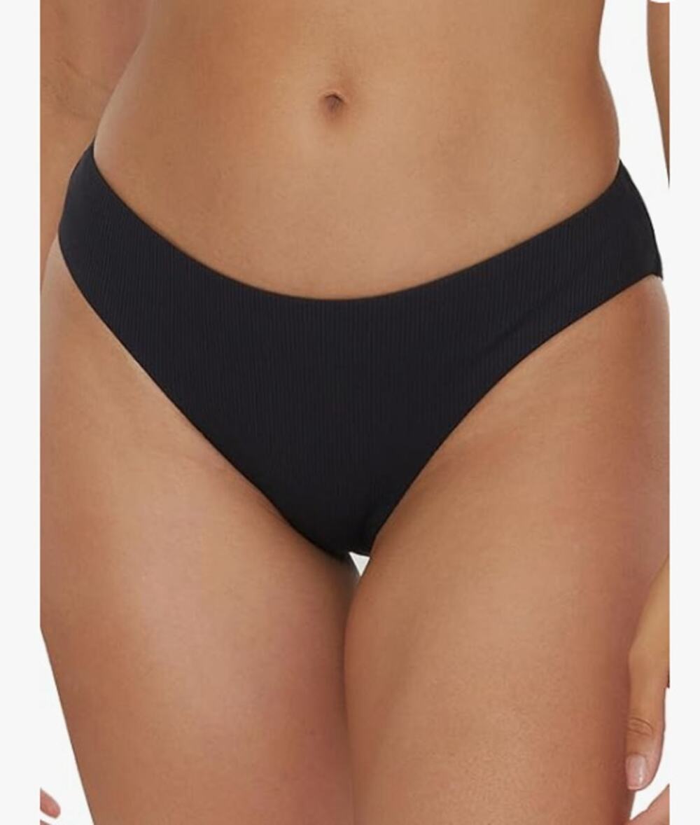 BECCA Women's Modern Edge Shirred American Bikini Bottom Medium Black NWT